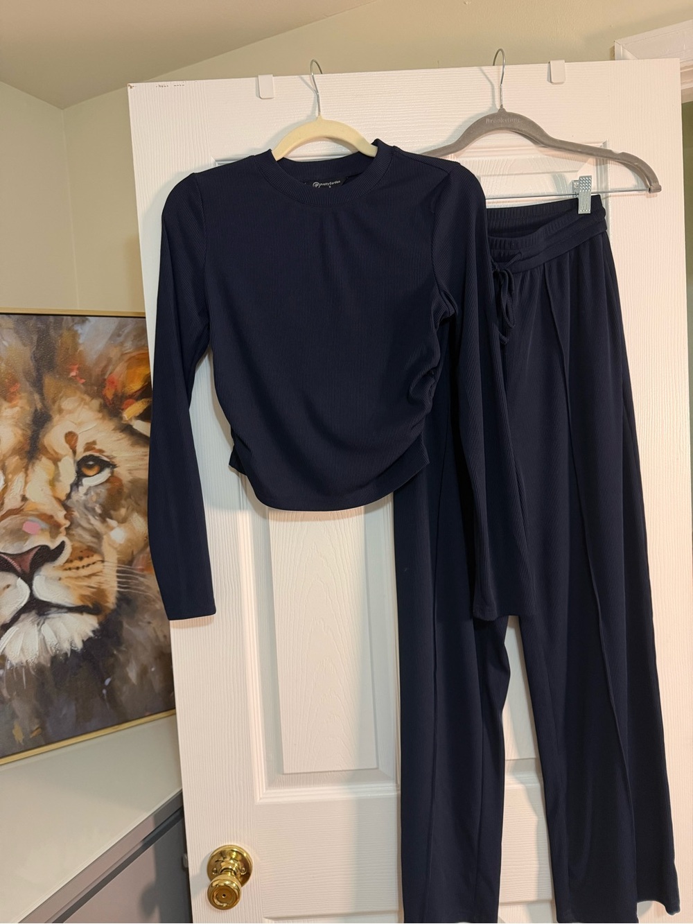 Women's Navy Long-Sleeve Top & Drawstring Jogger Set